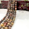 Polished natural leopard skin jasper round stone beads for DIY jewelry making - Red Leopard Skin 19 / 6mm / Approx 63pcs
