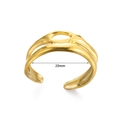 Golden irregular geometric stainless steel cross ring with 20mm adjustable open band - Adjustable Open / Double Layer Minimalist (JZ6184)