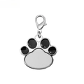 Customizable metal paw-shaped pet ID tag with black enamel and lobster clasp - Cat Paw / Black