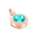 Rose gold pendant featuring a faceted turquoise green stone with polished finish - Lake Green Gemstone Rose Gold Base (KP100715-K)