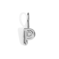 High-polished silver bubble alphabet letter P pendant charm for DIY jewelry making - Letter P / Silver