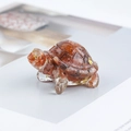 Natural crystal turtle ornament with red stone chips and gold foil flakes in resin - 43 Red Agate + Gold Foil