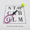 Pink tennis racket keychain with yellow ball pendant on display card - 4.8cm*3.8cm / Threaded Tennis Purple