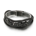Bracciale multistrato da uomo in pelle nera intrecciata con chiusura magnetica in acciaio - Stile Nero (KB147967-KLHQ)