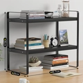 Black metal 2-tier countertop storage shelf, 40.7x20x36cm minimalist kitchen organizer - 40cm Integrated 2-Tier Black Frame + Black Board