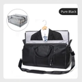 Large black PU leather garment travel bag with suit storage and shoulder strap - Solid Black + Toiletry Bag
