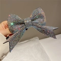 Sparkling rhinestone bow hair clip with colorful crystals on a dark metal base - Style B Spring Clip / AB Color