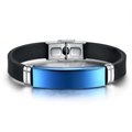 Pulsera moderna de acero inoxidable azul y silicona negra con diseño minimalista - Azul