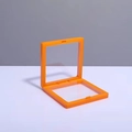 Bright orange PE film suspension jewelry box in square flip design for display storage - Orange Suspension / Round Base (1pc)