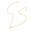 Collana a catena Figaro in acciaio inossidabile dorato con ciondolo lettera W a cuore - Lettera D