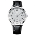 Orologio automatico Comuder con cassa in argento, quadrante bianco e cinturino nero - Cassa in Lega/Cinturino in Pelle / Pelle Nera Quadrante Bianco