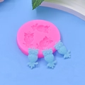 Rosa Eulen-Silikonform für DIY Backen, Kuchen und Anhänger auf blauem Grund - 3-Loch Kleiner Eulenstil