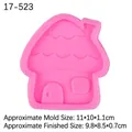 Pink silicone mold with cartoon mushroom house shape for DIY cake and fondant - Mushroom House / Pink