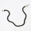 Bracelet en acier inoxydable argenté avec zircons noirs ronds et fermoir de sécurité - Argent + Zircon Noir (SAP967)
