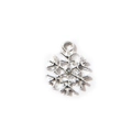 Silver snowflake pendant with a central sparkling rhinestone for jewelry making - Small Silver Snowflake