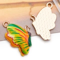 Bunte Emaille-Schmetterlingsanhänger mit goldener Metallrückseite für DIY-Schmuck - Orangegelber Bedruckter Schmetterling (16x24 mm)