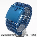 30mm brede herenarmband van roestvrij staal in elektrisch blauw, lengte van 220mm - 22cm / 30mm Breedte (KB182949-KFC) / Blauw