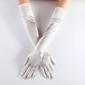Eleganti guanti lunghi in raso bianco avorio per matrimoni e serate formali - Taglia unica / Bianco Sporco