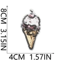 Macro view of sequin ice cream patch with size dimensions 8cm by 4cm on white background - 12# Ice Cream