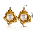 Detailed dimensions of sunflower pearl pendants with gold frame and size markings - Irregular [2.7g]