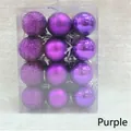 Pack of 12 purple 3cm Christmas ball ornaments in matte, shiny, and glitter finishes - 3cm Square Box / Purple