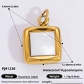 Square stainless steel 18k gold pendant with white inlay, waterproof and hypoallergenic - PJ91230-Gold Minimalist Square Charm