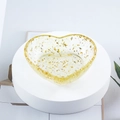 Heart-shaped resin jewelry tray with clear finish and decorative gold foil flakes - 09 Lemon Citrine + Gold Foil