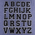 Set aus 26 schwarzen Chenille-Buchstaben-Patches mit weißem Rand für DIY-Kleidung - 26 Buchstaben Set / Weiße Basis Schwarze Linie