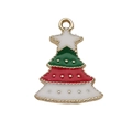 Pendaglio ad albero di Natale in lega smaltata verde e rossa con finitura dorata - Albero di Natale Tricolore (12541) / 1 Pezzo (15x21mm) / Multicolore