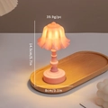 Pink lily of the valley night light with flower shade on wood tray, 14.5cm height - S23 Lily of the Valley / Pink