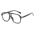 Classic black aviator frames with double bridge structure and silver metal rivets - Glossy Black/Anti-Blue Light