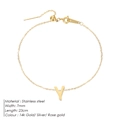 Dainty 14k gold plated stainless steel anklet featuring an initial Y letter pendant - Letter Y / Gold