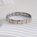 Bracelet modulaire italien avec maillons en acier inoxydable et motifs de fleurs dorées - Fleur Centre Doré (BD-90) / Centre Doré