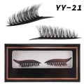 Paio di ciglia finte voluminose YY-21 con fasce eyeliner nere glitterate nella scatola - YY-21 (Ciglia Nere/Fascia Glitter Nero-Argento)