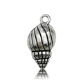 Tibetan silver conch shell charm pendant for DIY necklace and bracelet jewelry - Antique Silver Conch 12x24mm