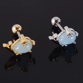 Creative whale-shaped cartilage earrings in gold and silver with blue gemstones - 7# Whale Design-Silver