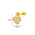 Elegant gold-plated heart lip stud earring with micro-pave clear cubic zirconia - Solid Heart (2635-5) / Gold