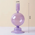 Elegante vaso in vetro viola con collo a coste e corpo sferico, altezza di 18 cm - Sferico / Viola