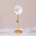 Golden ear cuff and blue teardrop earring set on a white mannequin display stand - Right Ear White