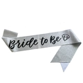 Sparkling silver glitter Bride to Be sash with black elegant script and diamond graphic - Silver (Diamond-Black Text)