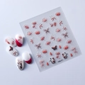 Détail de stickers 3D gaufrés avec fleur de lys rouge et papillon modèle FEB-471 - Lys Araignée Papillon Chat (FEB-471)