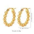 Golden beaded hoop earrings in polished steel finish with dimension markers - JH510-Gold Round Hoop Earrings