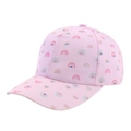 Rosa Mädchen Baseballkappe mit bunten Regenbogenmustern und klassischem gebogenem Schirm - Regenbogen Rosa