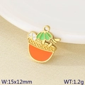 Golden enamel orange drink pendant charm with straw and umbrella, size 15x12mm, 1.2g - Cold Drink with Umbrella Charm (KLJ9604-ZLA)