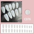Uñas postizas de almendra blanco lechoso brillante con 24 piezas de varios tamaños - Estilo de Pegamento Blanco Luna (C076)