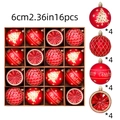 Set of 16 red and gold Christmas ornaments 6cm baubles with festive tree and merry text - Red Gold Blessings - 16PCS