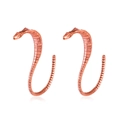 Exaggerated vintage cobra earrings in rose gold finish with textured snake scales - Cobra Simulated Scale Earrings