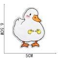 Embroidered white duck iron-on patch for kids clothing 6.5cm height size 5cm width - Shy Duck (No. 5)