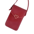 Sac bandoulière rouge pour téléphone avec boucle cœur vintage et écran tactile - Rouge