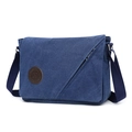 Dark blue canvas messenger bag with a diagonal zipper pocket and adjustable strap - Vintage Blue